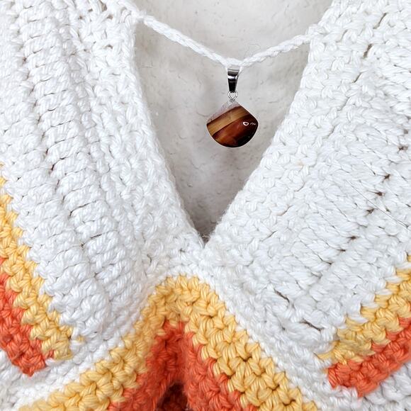 Handmade Deep V Crochet Knit Top Open Back Padded Bra Boho Beachy Festival L/XL - Picture 2 of 5